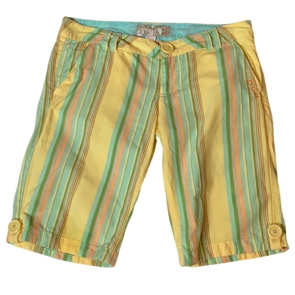 O’Neill yellow striped cotton Bermuda shorts Size 5